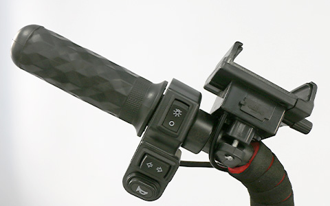 Electric Bike | Handlebar Control Switch Detail electric bike handlebar control panel, multi-function switches for horn, light and speed adjustment