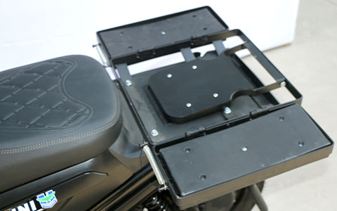 Electric Motorcycle | Foldable Rear Seat Cargo Rack Feature Electric motorcycle foldable rear seat to cargo rack, dual-use design for passenger riding and cargo delivery