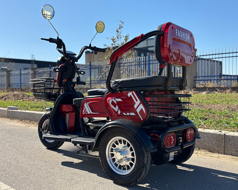 XK red electric tricycle, classic 3-wheel electric mobility scooter for daily use