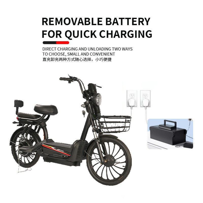 Electric bike with removable battery for quick charging