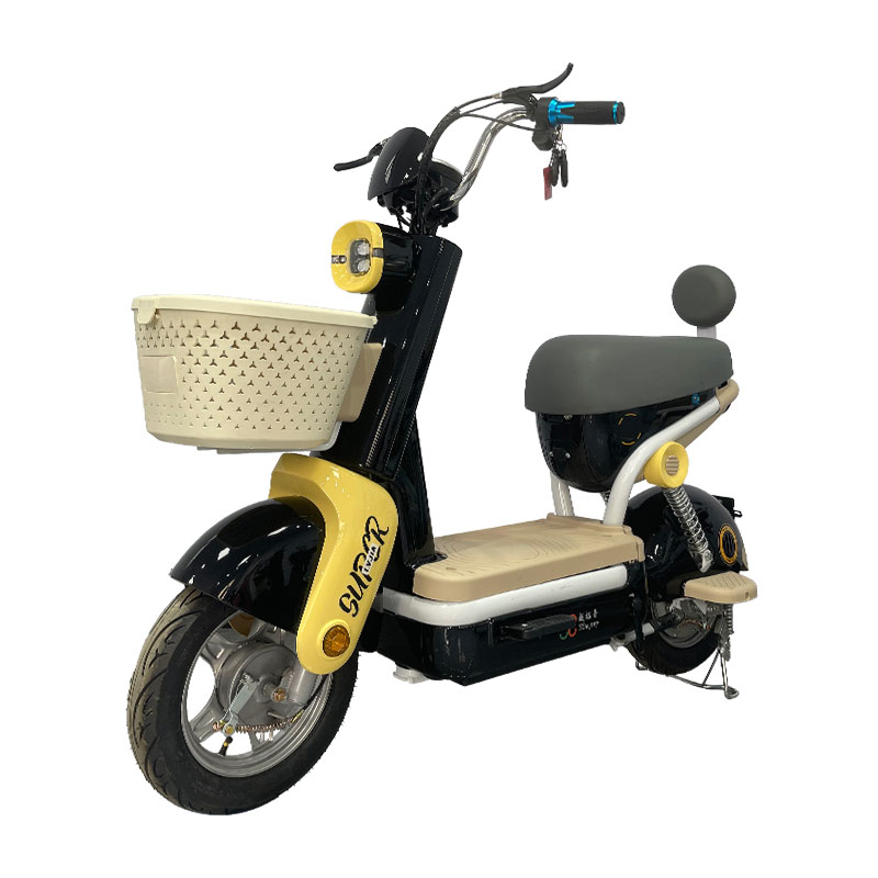 Main image of stylish yellow and black electric city bike