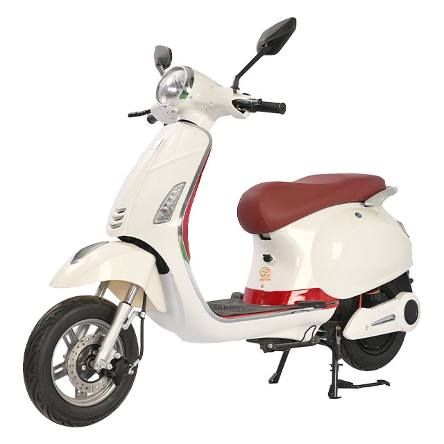 Display of stylish electric scooters（electric motorcycle） in various colors and styles