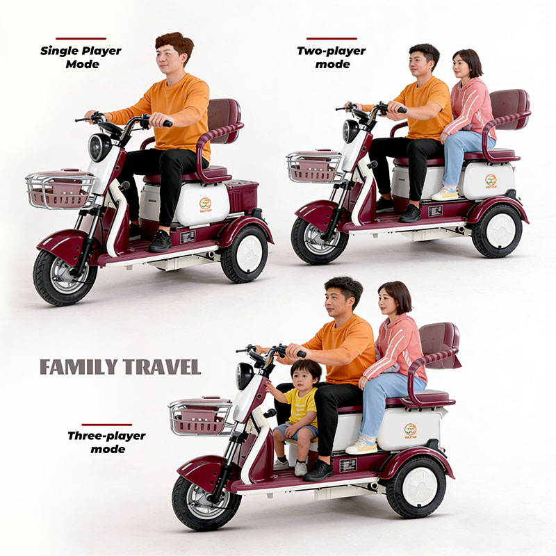 X3 electric tricycle family travel demonstration: single, two-player, and three-player modes for family outings