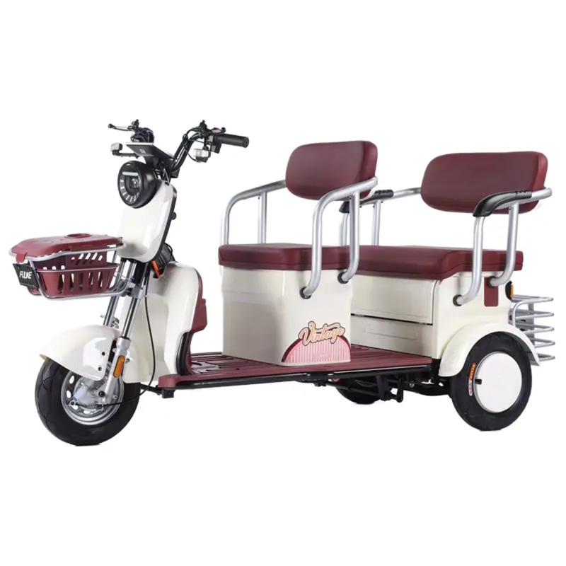 3-Wheel Electric Leisure Scooter Red & White - Family Mobility Scooter with Double Seats