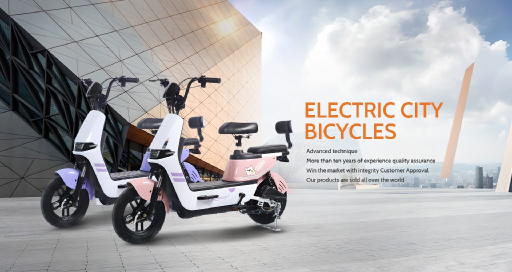 Electric bicycles showcasing advanced technique, available in multiple colors, designed for urban commuting.