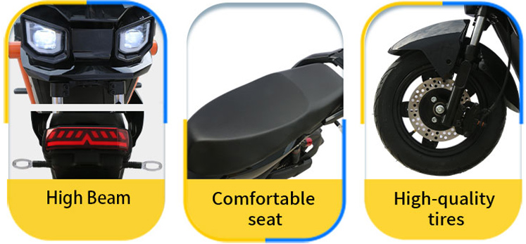 Urban commuter electric scooter with high beam LED headlights, ergonomic comfortable seat, and high-grip tires with disc brake for safe city riding