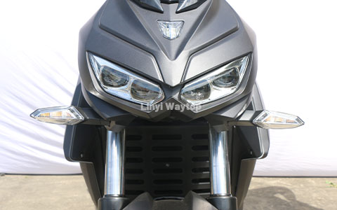 Front LED headlight and dual shock absorber of black high speed electric sport motorbike