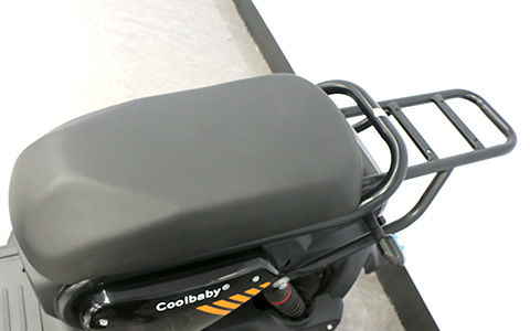 KM electric motorcycle rear seat with heavy-duty metal cargo rack for delivery and storage